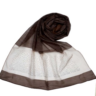 Designer Diamond Studded Tissue Hijab - Dark Brown